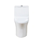 One piece ceramic Sanitary ware Siphonic S trap 300mm soft closing High pressure flush mechanism